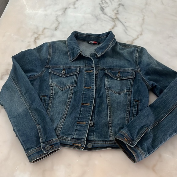 JUSTFAB MD Denim Blue Jean Jacket Sz M - Picture 9 of 15